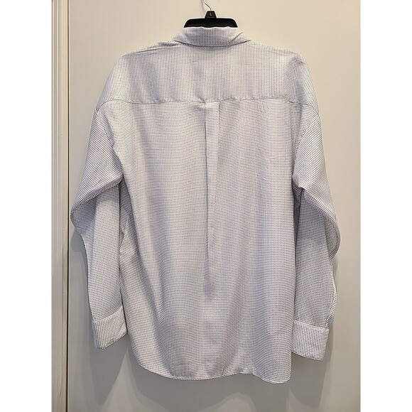 EXPRESS The City Shirt Button Down w Roll Tab Sleeves Polka Dots Womens M White - Picture 7 of 9